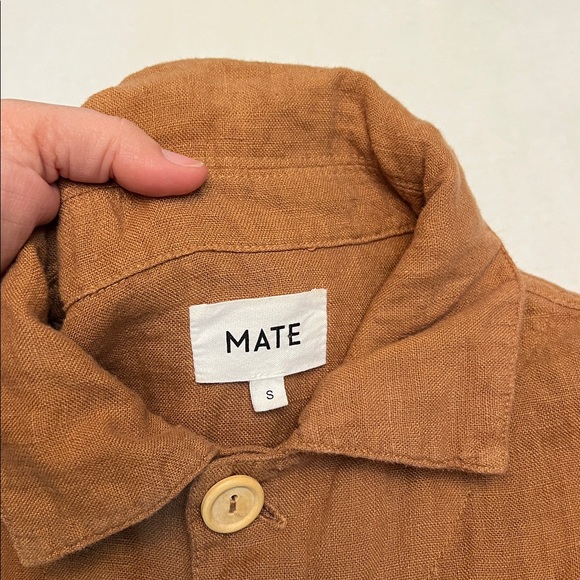 MATE THE LABEL LINEN SEDONA TAN LONG SLEEVE BUTTON UP JUMPSUIT SIZE SMALL - Picture 11 of 16